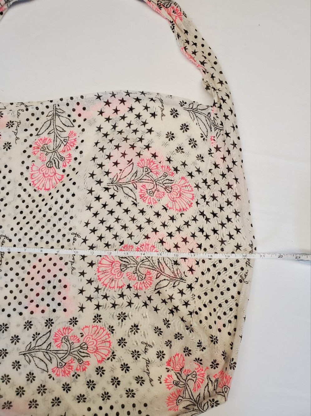 Free People Crossbody Bag Cream Star Floral Print Cotton Boho Sling - Picture 2 of 5